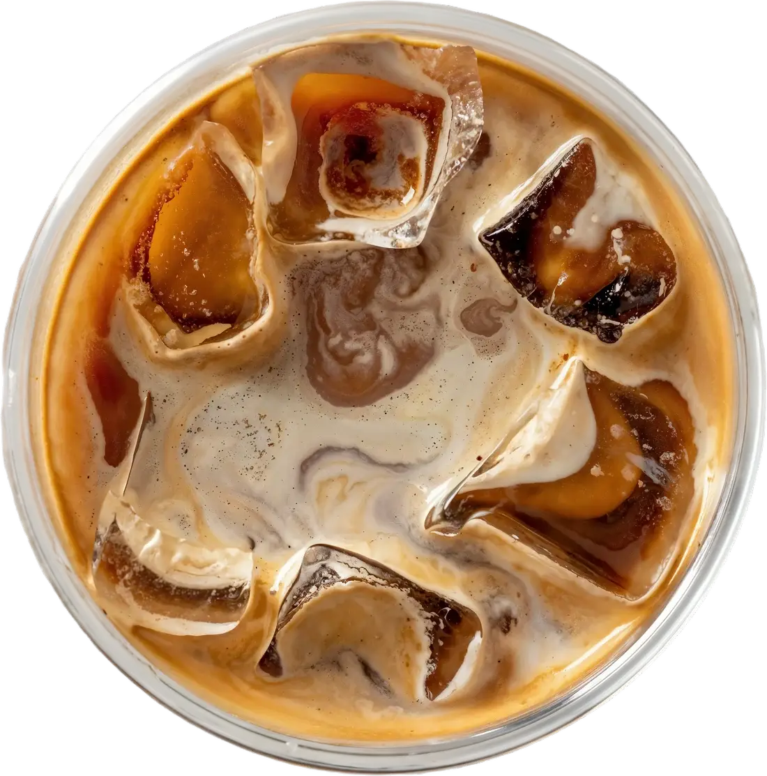 Iced coffee seen from above, Kali Cafe Bloomington