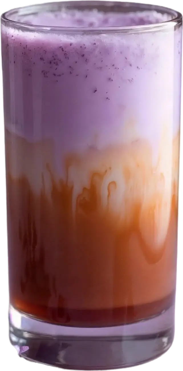Lavender latte at Kali Cafe, coffee shop in Bloomington, Indiana